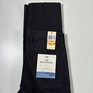 NEW DOCKERS Chino Pants 28x32 Navy Blue Signature Khaki Slim Spandex Stretch